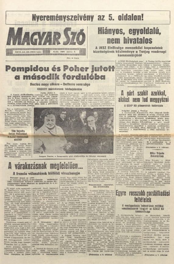 Magyar Szó, 26. évf. 1969. június 3. 150. sz. 1–18. oldal