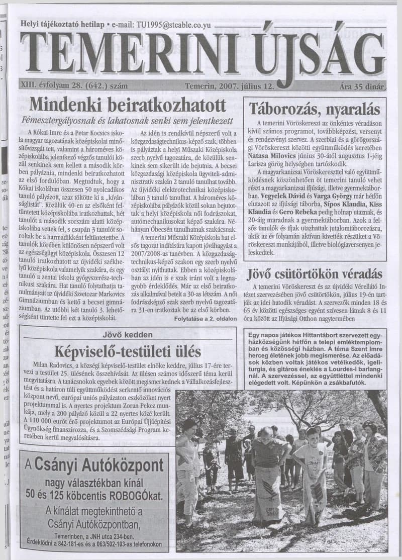Temerini Újság, 13. évf. 2007. július 12. 28. sz.