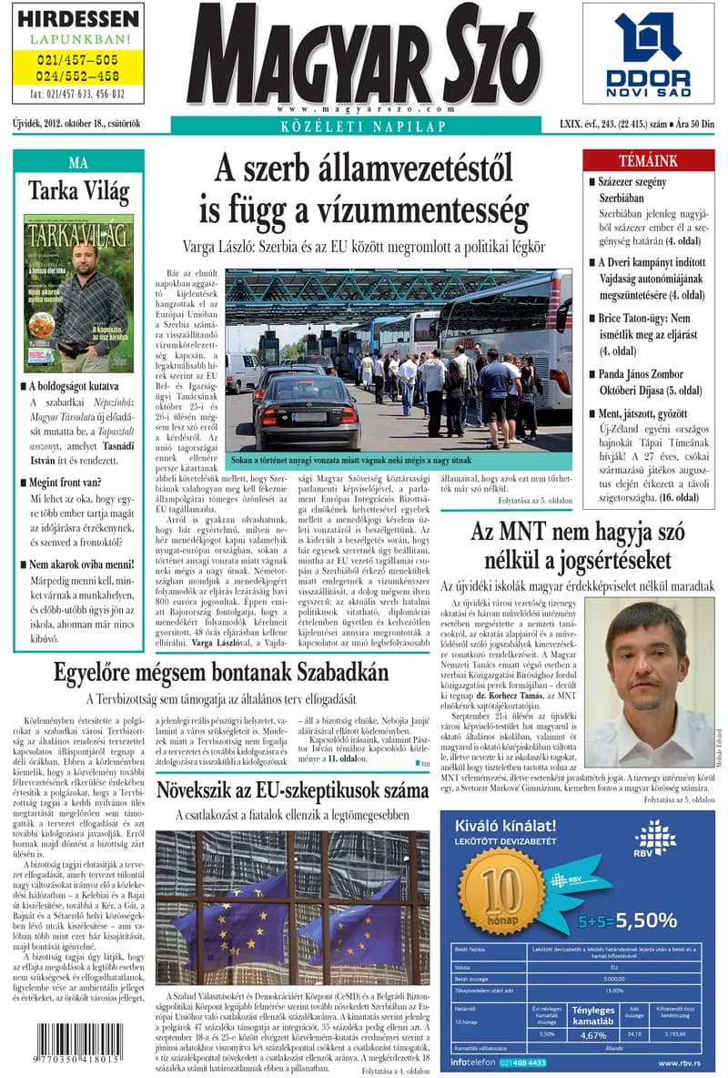Magyar Szó, 69. évf. 2012. október 18. 243. sz. 1–20. oldal