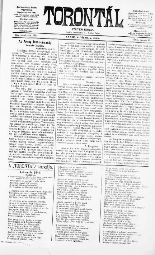 Torontál, 33. évf. 1904. január 11. 7. sz.