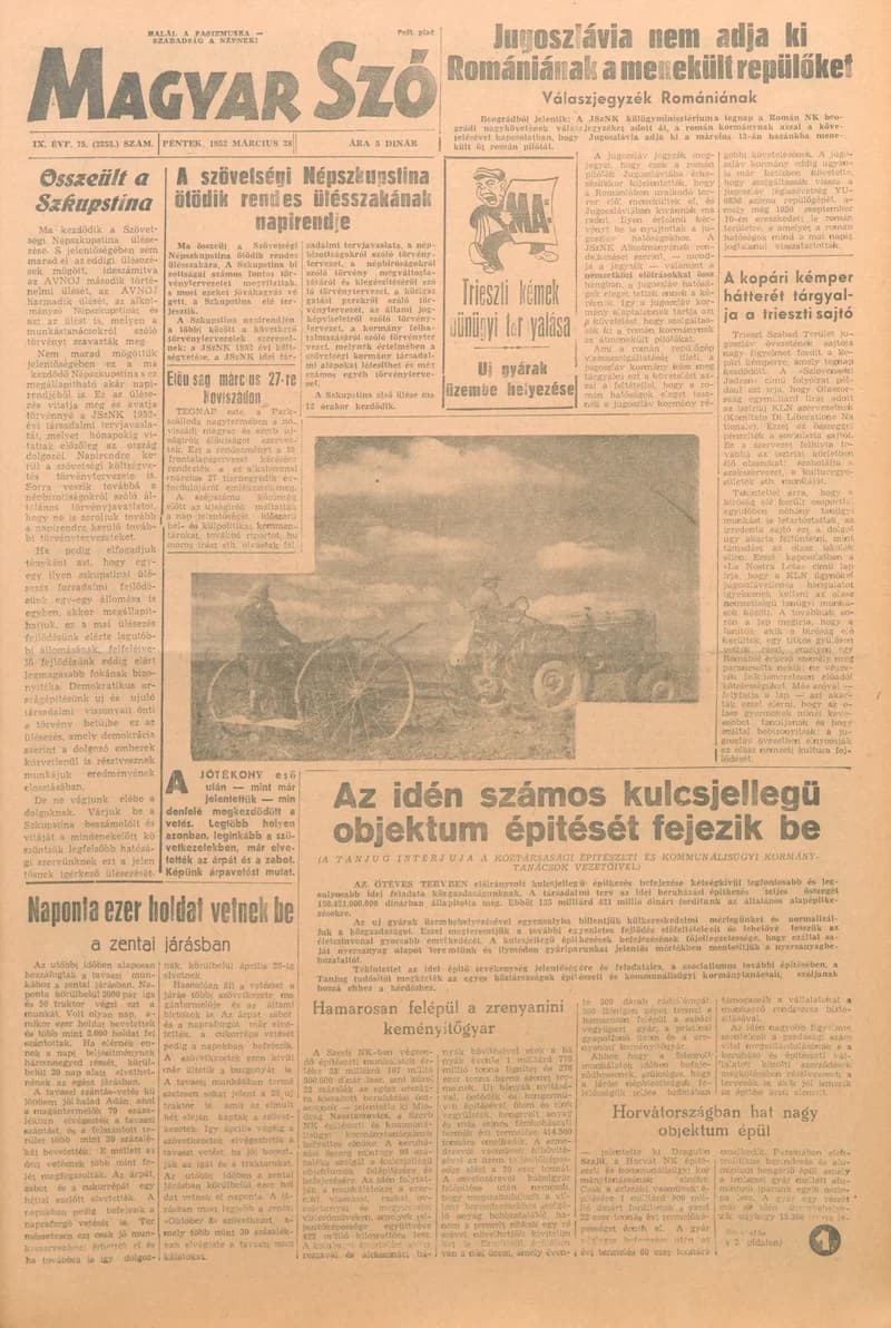 Magyar Szó, 9. évf. 1952. március 28. 75. sz. 1–4. oldal