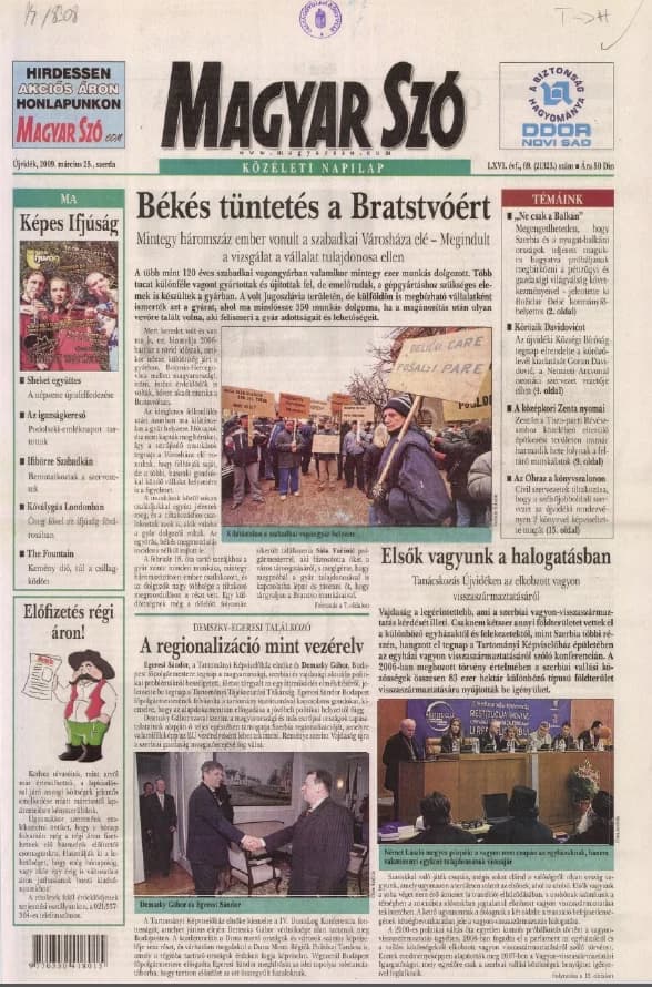 Magyar Szó, 66. évf. 2009. március 25. 69. sz. 1–20. oldal