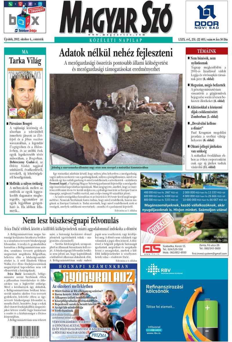 Magyar Szó, 69. évf. 2012. október 4. 231. sz. 1–20. oldal