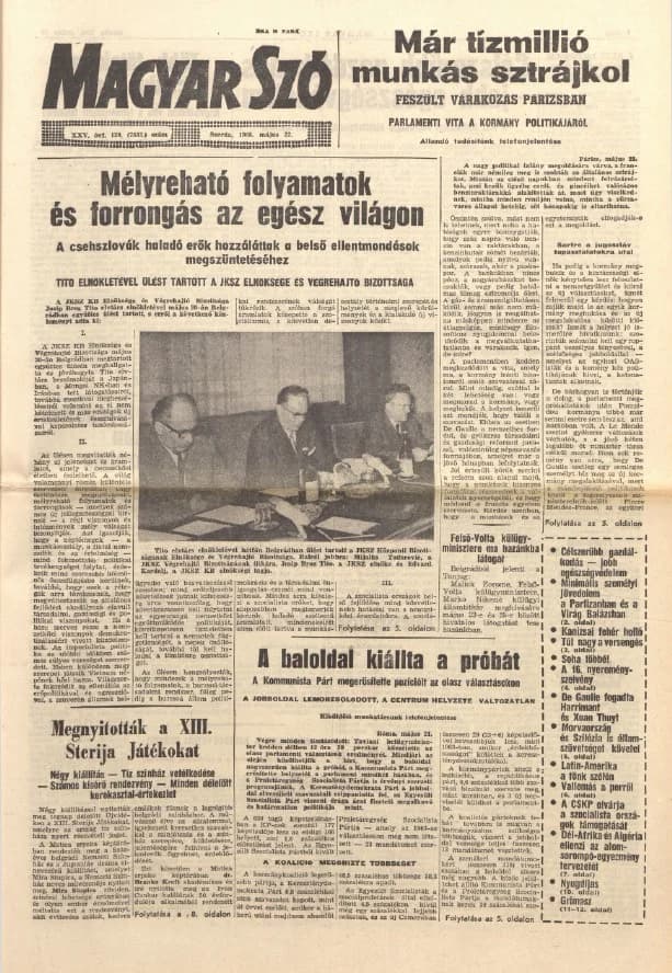 Magyar Szó, 25. évf. 1968. május 22. 139. sz. 1–16. oldal
