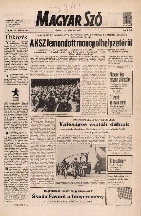 Magyar Szó, 47. évf. 1990. január 23. 21. sz. 1–20. oldal