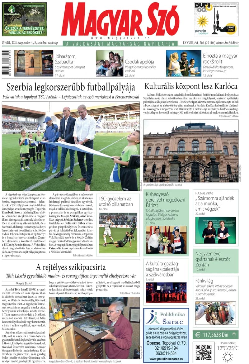 Magyar Szó, 78. évf. 2021. szeptember 4. – 5. 206. sz. 1–32. oldal