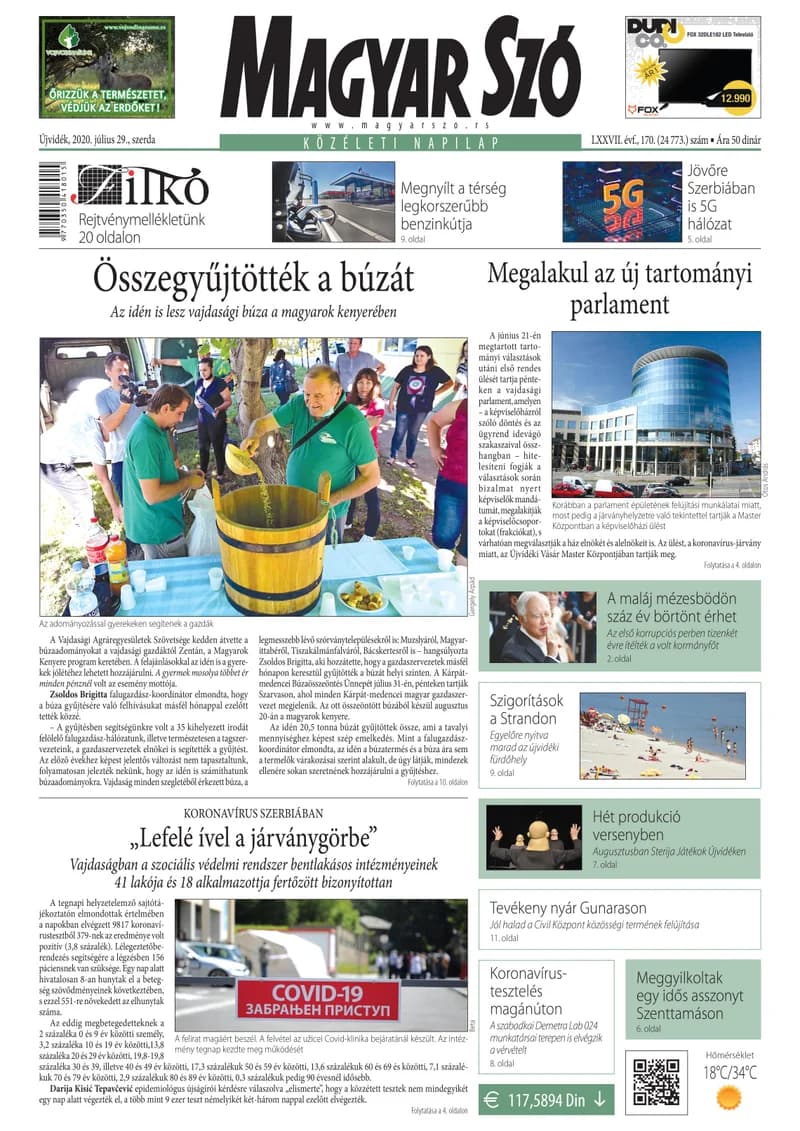 Magyar Szó, 77. évf. 2020. július 29. 170. sz. 1–16. oldal