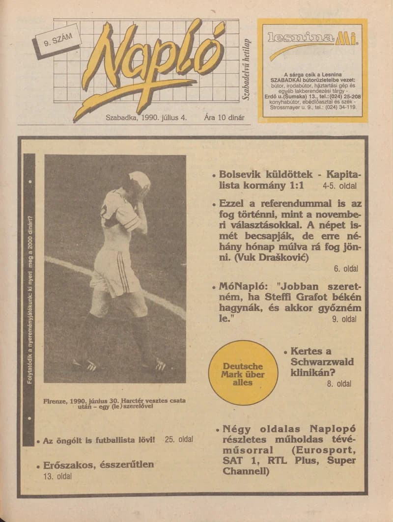 Napló - Szabadelvű hetilap, 1. évf. 1990. július 4. 9. sz.