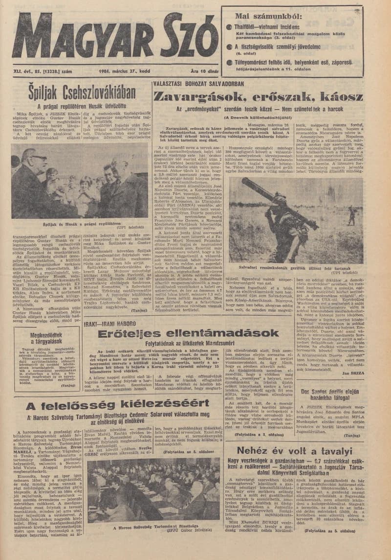 Magyar Szó, 41. évf. 1984. március 27. 85. sz. 1–20. oldal