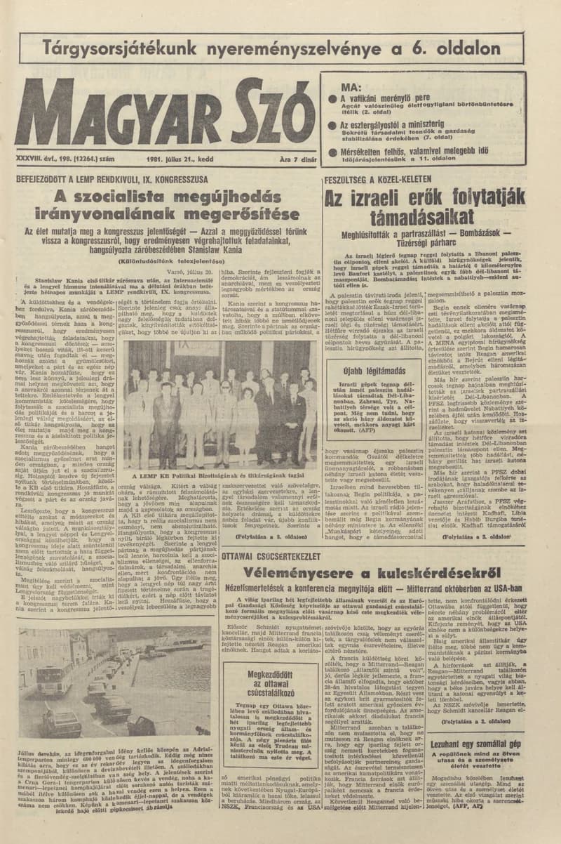 Magyar Szó, 38. évf. 1981. július 21. 198. sz.