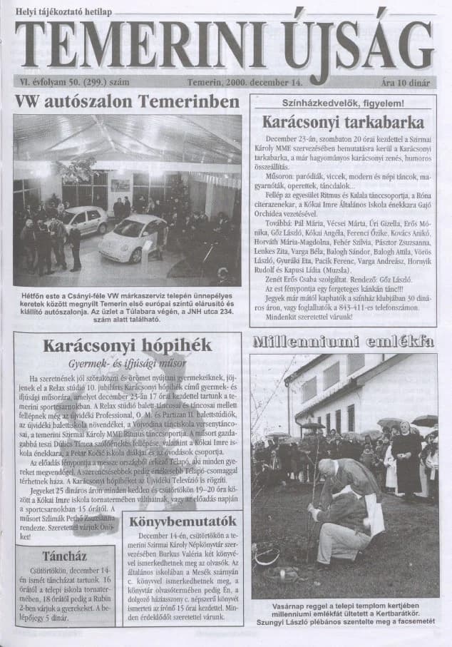 Temerini Újság, 6. évf. 2000. december 14. 50. sz.