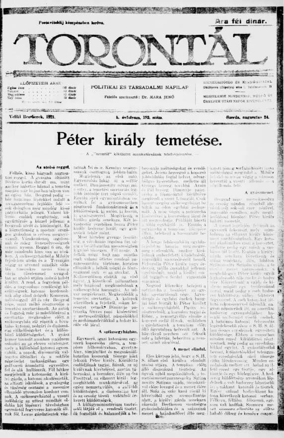 Torontál, 50. évf. 1921. augusztus 24. 183. sz.