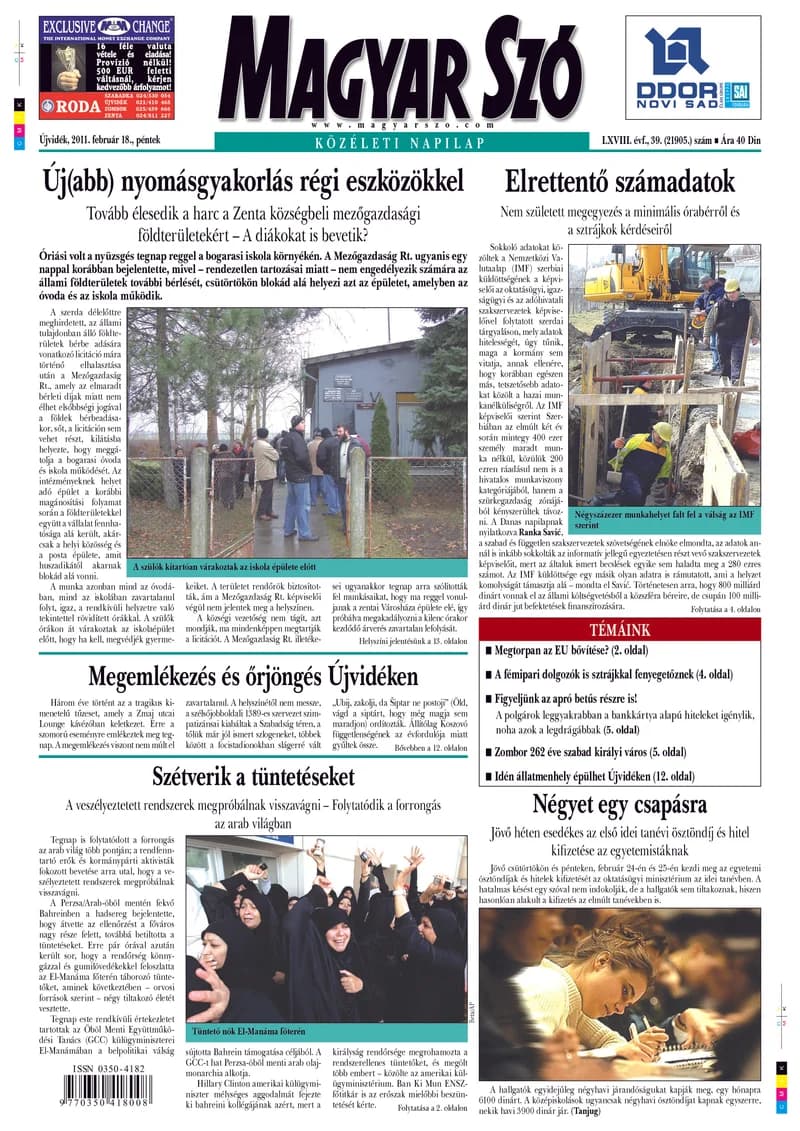 Magyar Szó, 68. évf. 2011. február 18. 39. sz. 1–20. oldal