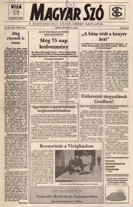 Magyar Szó, 52. évf. 1995. július 5. 153. sz. 1–16. oldal