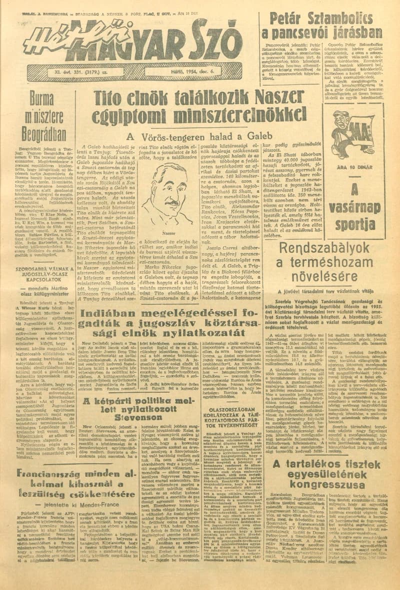 Magyar Szó, 11. évf. 1954. december 6. 331. sz. 1–6. oldal