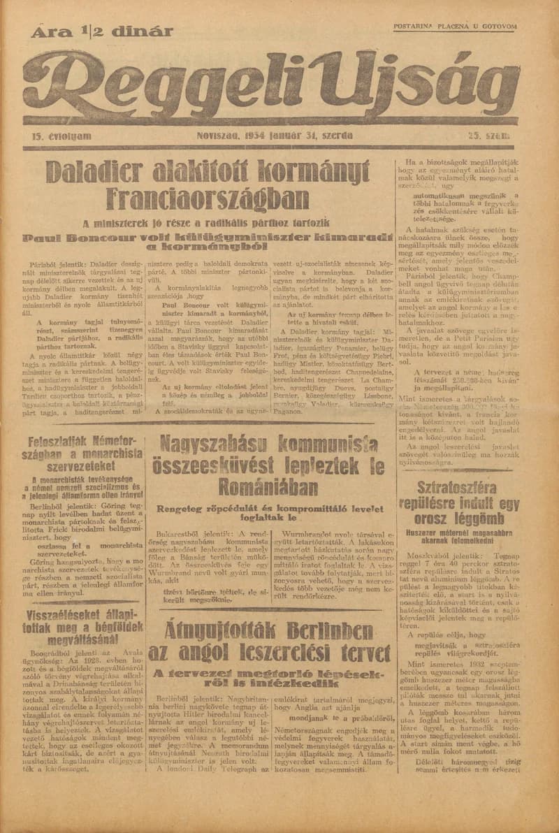 Reggeli Újság, 15. évf. 1934. január 31. 25. sz.