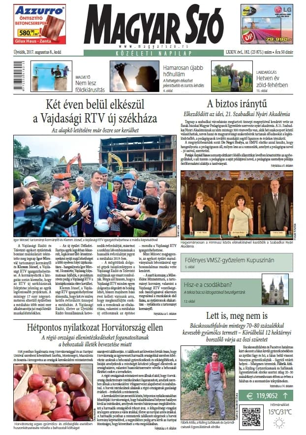 Magyar Szó, 74. évf. 2017. augusztus 8. 182. sz. 1–20. oldal
