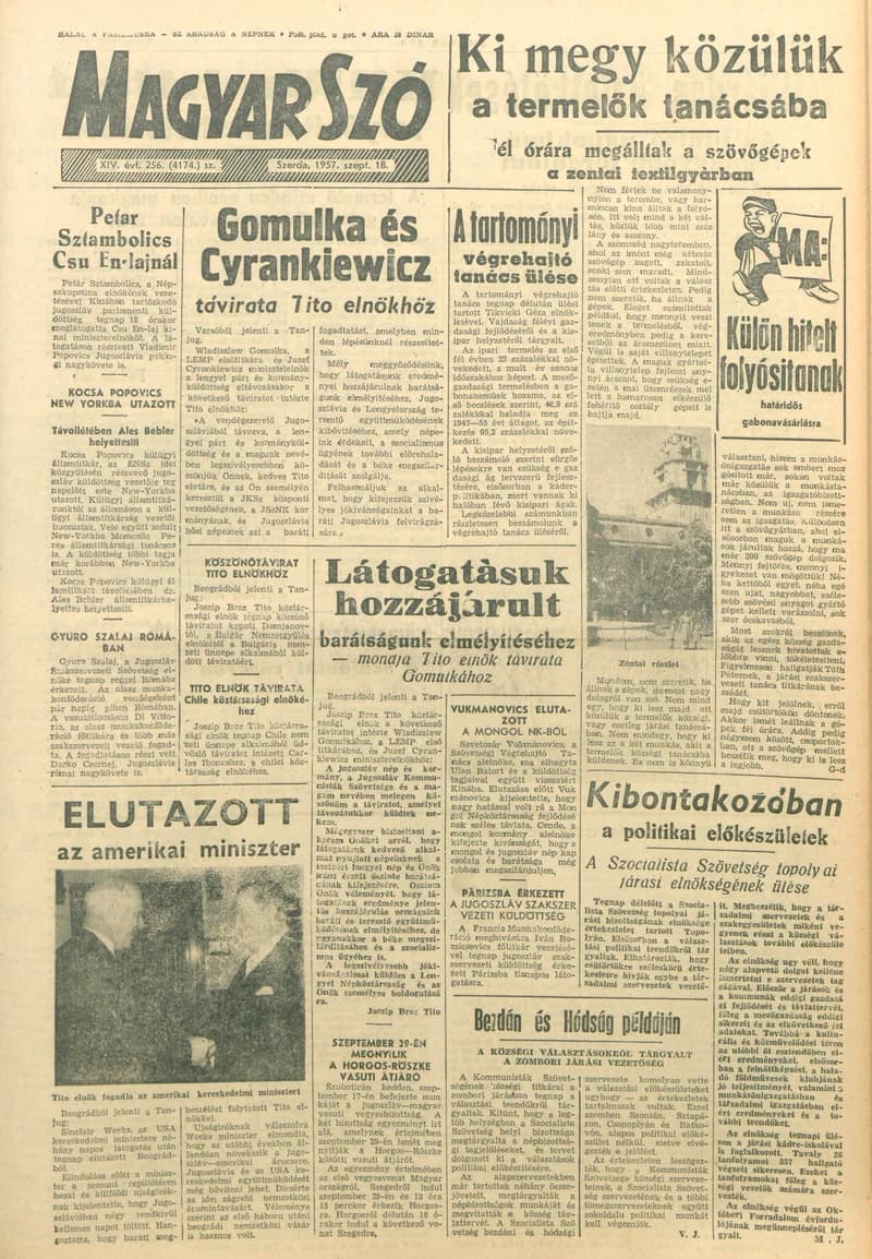 Magyar Szó, 14. évf. 1957. szeptember 18. 256. sz. 1–20. oldal