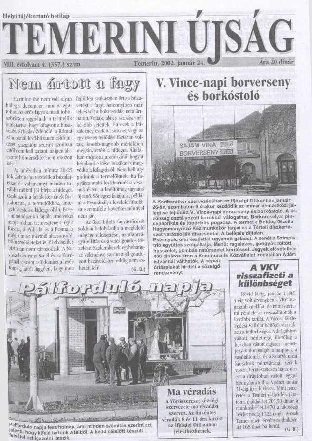 Temerini Újság, 8. évf. 2002. január 24. 4. sz.
