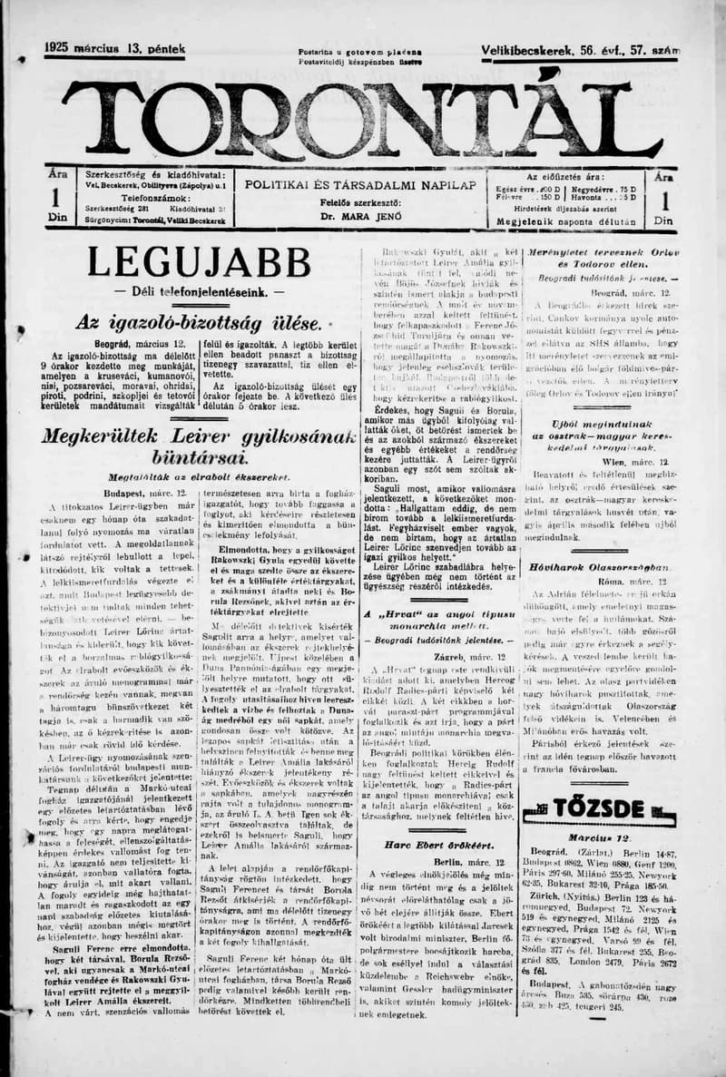 Torontál, 54. évf. 1925. március 13. 57. sz.