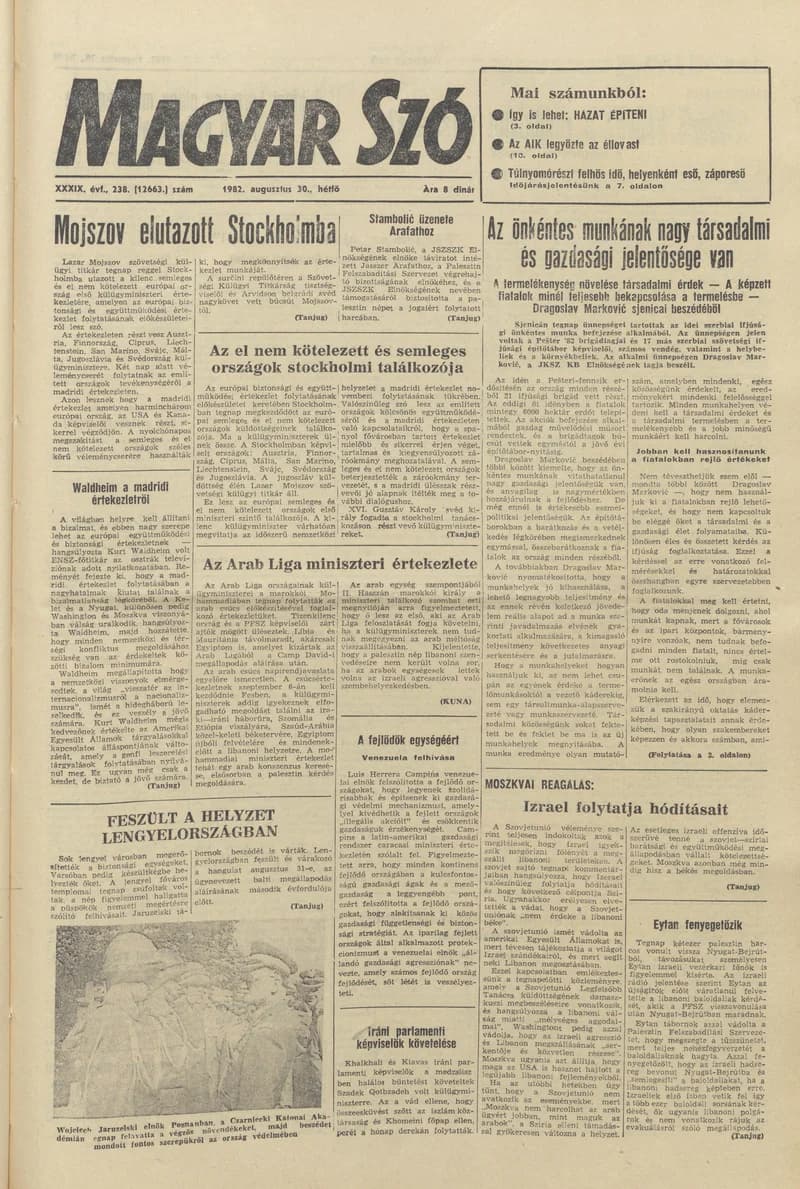 Magyar Szó, 39. évf. 1982. augusztus 30. 238. sz. 1–8. oldal