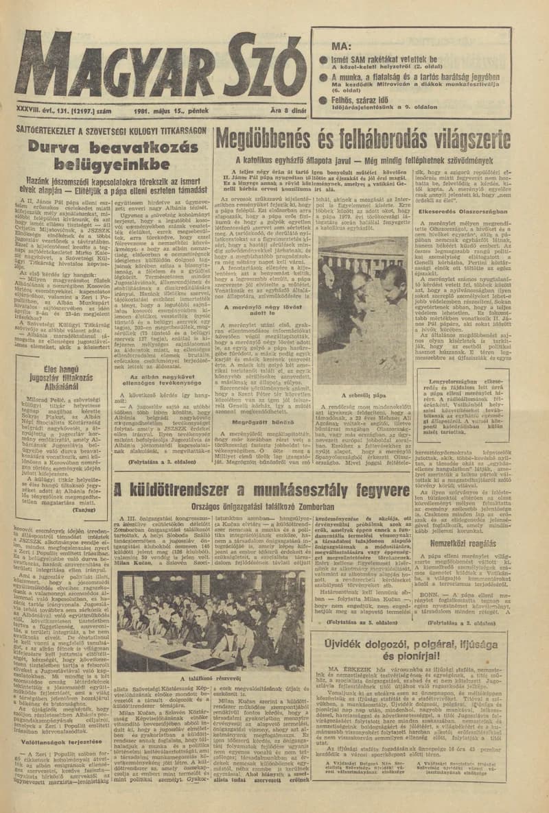 Magyar Szó, 38. évf. 1981. május 15. 131. sz.