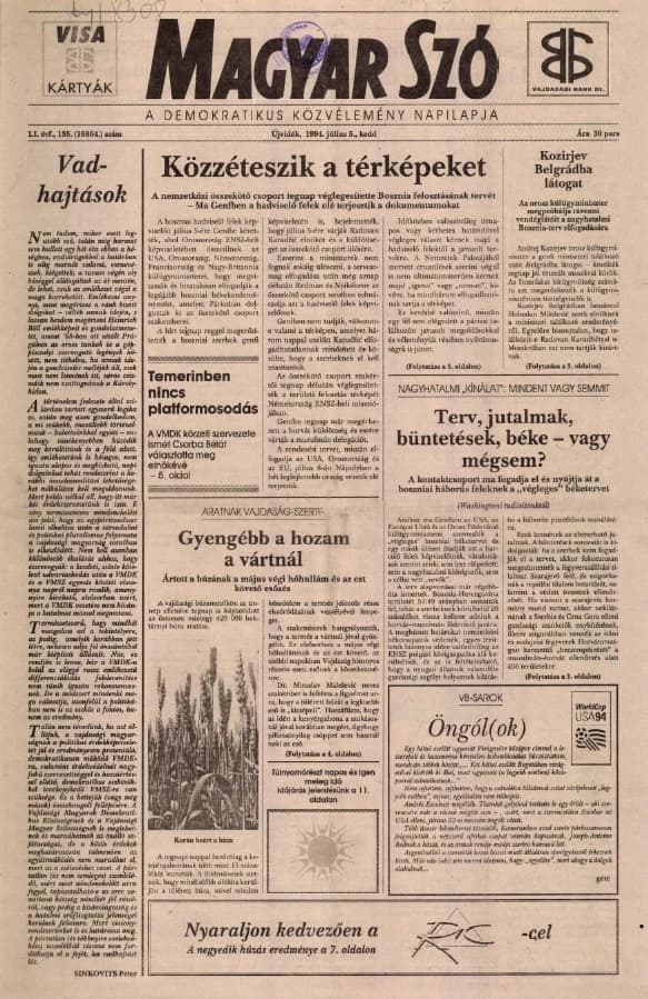Magyar Szó, 51. évf. 1994. július 5. 135. sz. 1–16. oldal