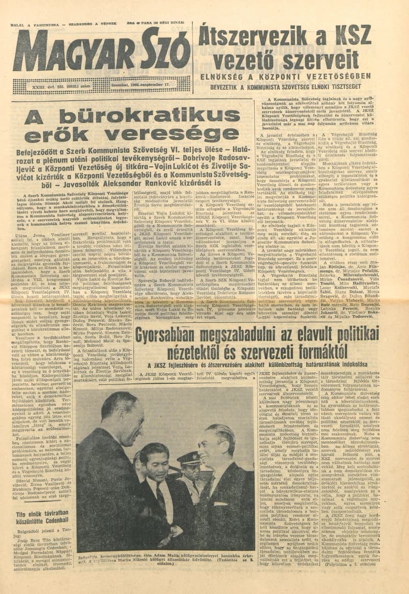 Magyar Szó, 23. évf. 1966. szeptember 17. 255. sz.