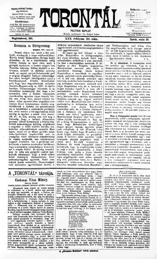 Torontál, 30. évf. 1901. május 29. 121. sz.