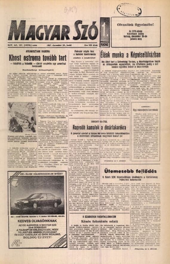 Magyar Szó, 44. évf. 1987. december 29. 357. sz. 1–20. oldal