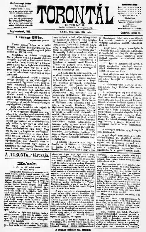 Torontál, 27. évf. 1898. június 16. 135. sz.