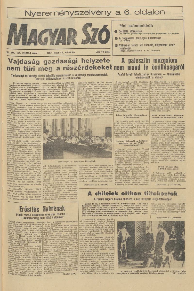 Magyar Szó, 40. évf. 1983. július 14. 191. sz. 1–20. oldal