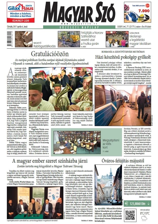 Magyar Szó, 74. évf. 2017. április 4. 77. sz. 1–20. oldal
