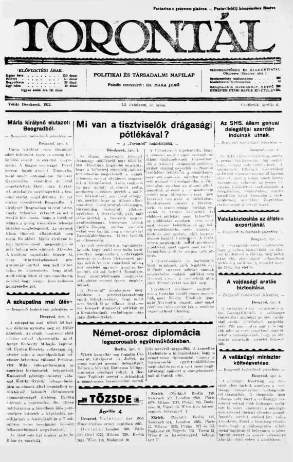 Torontál, 51. évf. 1922. április 6. 77. sz.