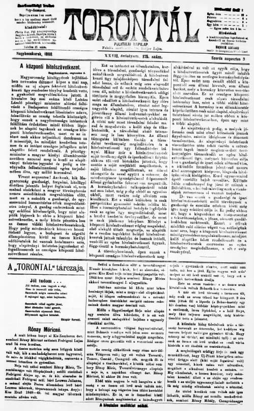 Torontál, 27. évf. 1898. augusztus 3. 175. sz.
