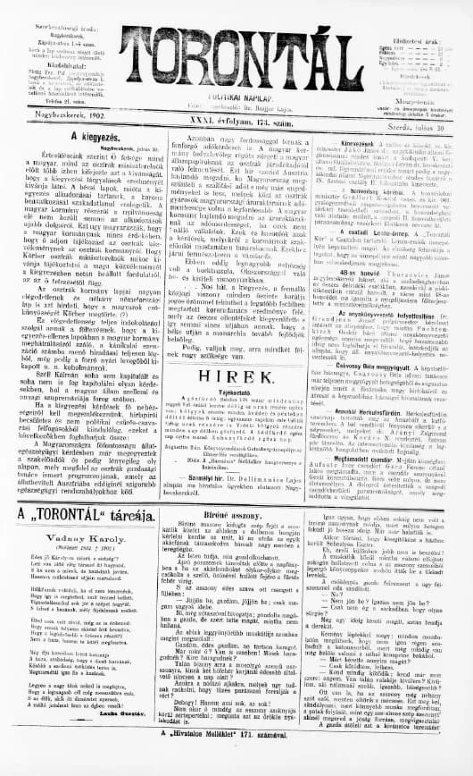 Torontál, 31. évf. 1902. július 30. 173. sz.