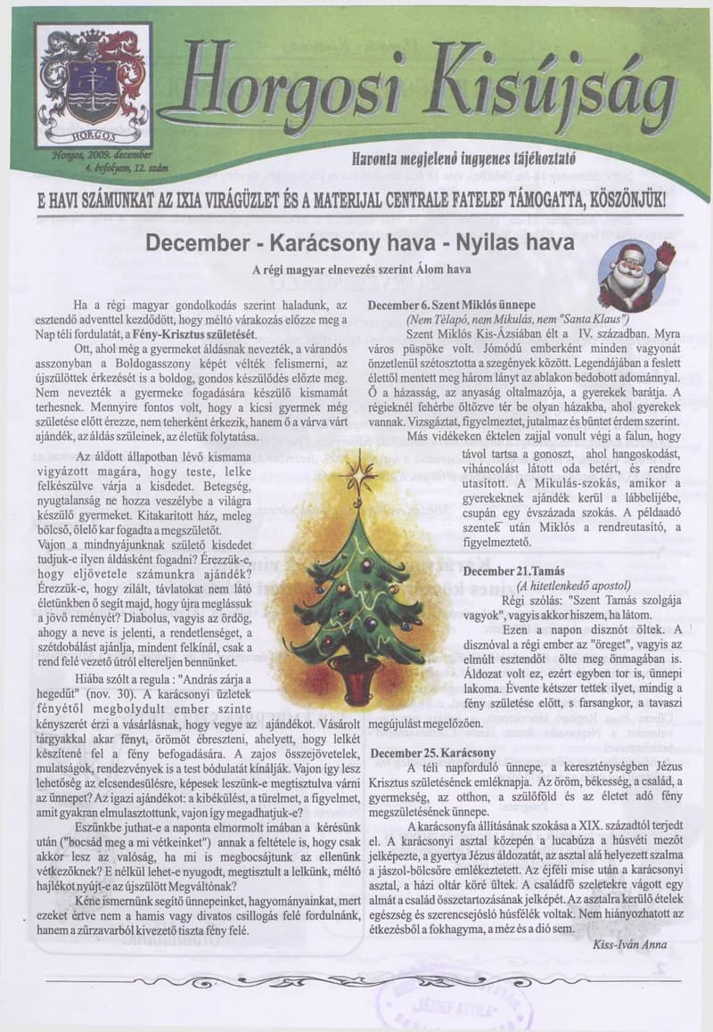 Horgosi Kisújság, 4. évf. 2009. december. 12. sz.