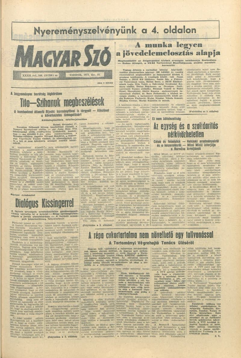Magyar Szó, 32. évf. 1975. december 18. 346. sz.