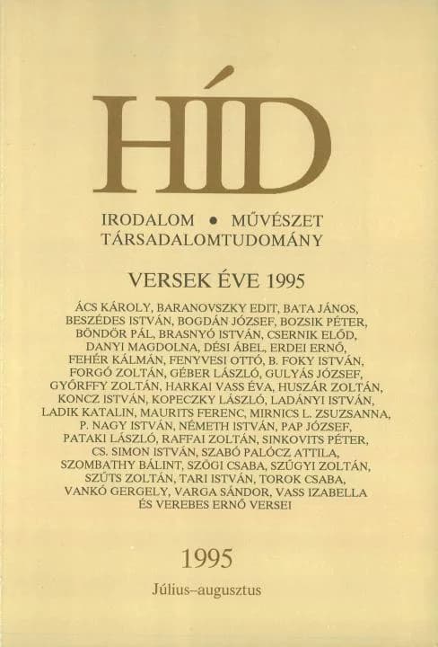 Híd, 59. évf. 1995. július – augusztus. 7–8. sz. 381–508. oldal