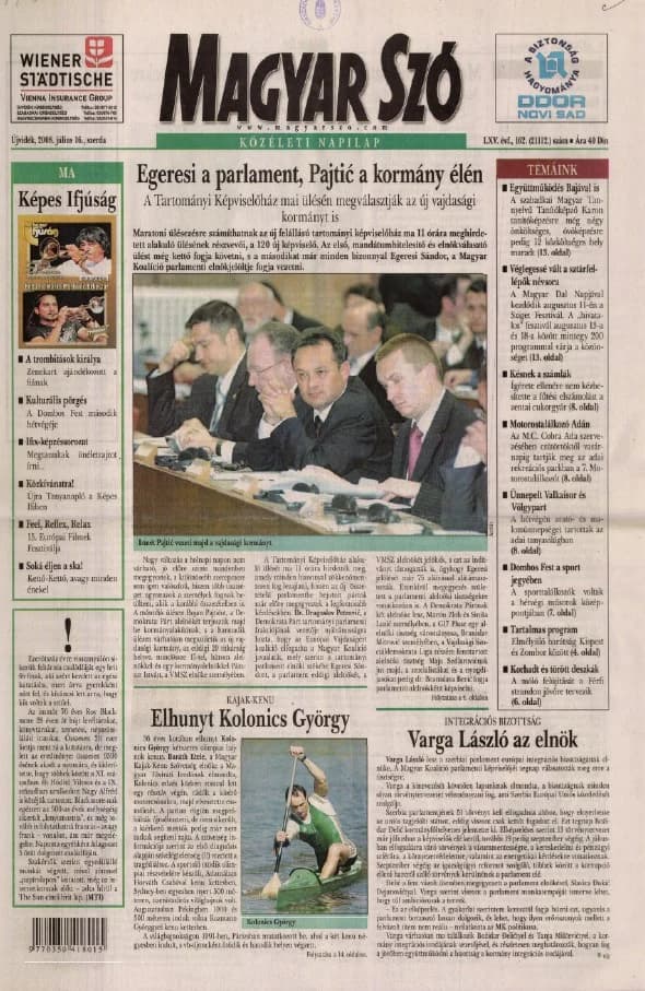 Magyar Szó, 65. évf. 2008. július 16. 162. sz. 1–20. oldal