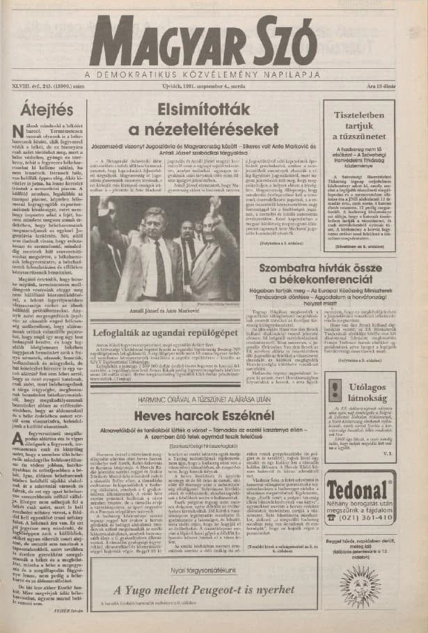 Magyar Szó, 48. évf. 1991. szeptember 4. 243. sz. 1–16. oldal