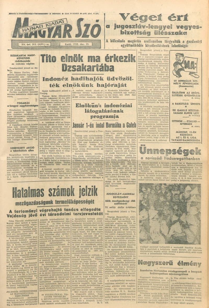 Magyar Szó, 15. évf. 1958. december 23. 315. sz. 1–16. oldal