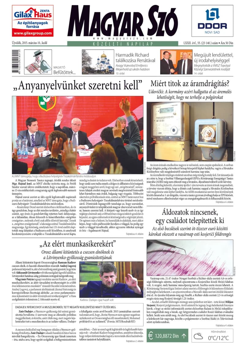 Magyar Szó, 72. évf. 2015. március 10. 55. sz. 1–20. oldal