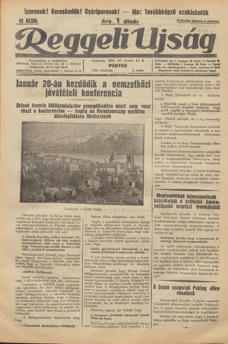 Reggeli Újság, 13. évf. 1932. január 8. 5. sz.