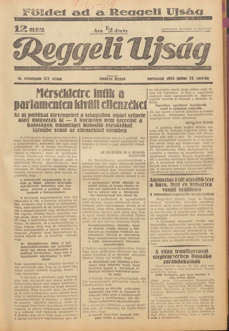 Reggeli Újság, 16. évf. 1935. július 24. 172. sz.