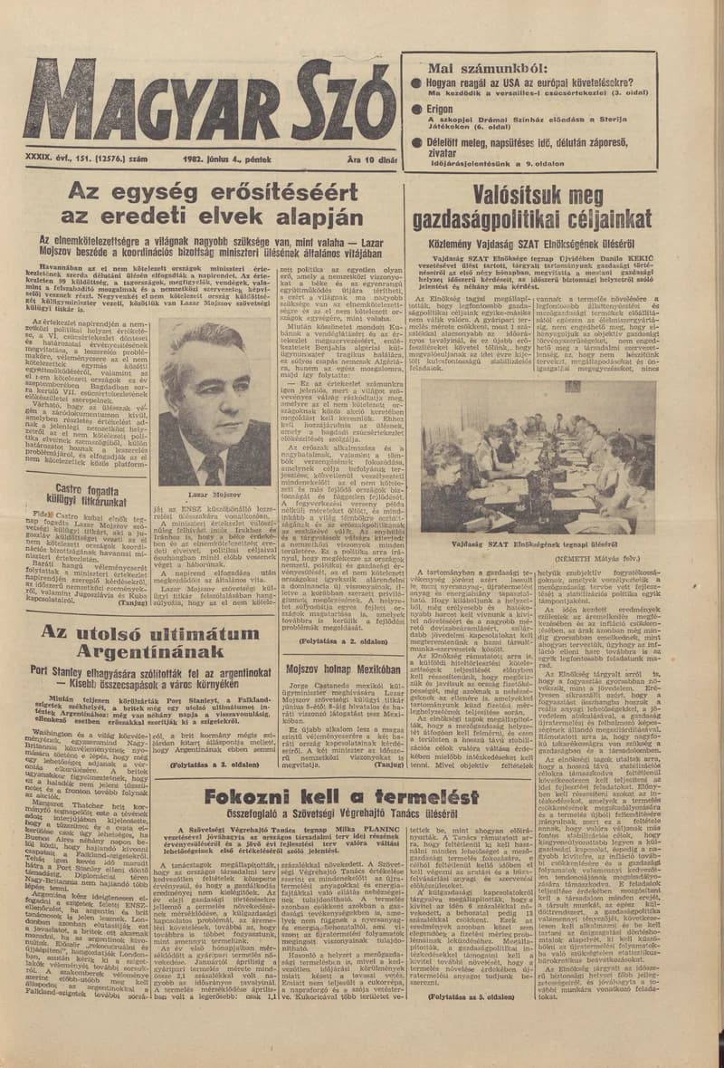 Magyar Szó, 39. évf. 1982. június 4. 151. sz. 1–20. oldal