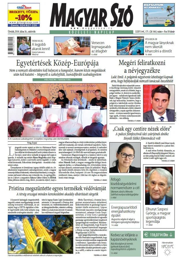 Magyar Szó, 75. évf. 2018. július 26. 171. sz. 1–20. oldal