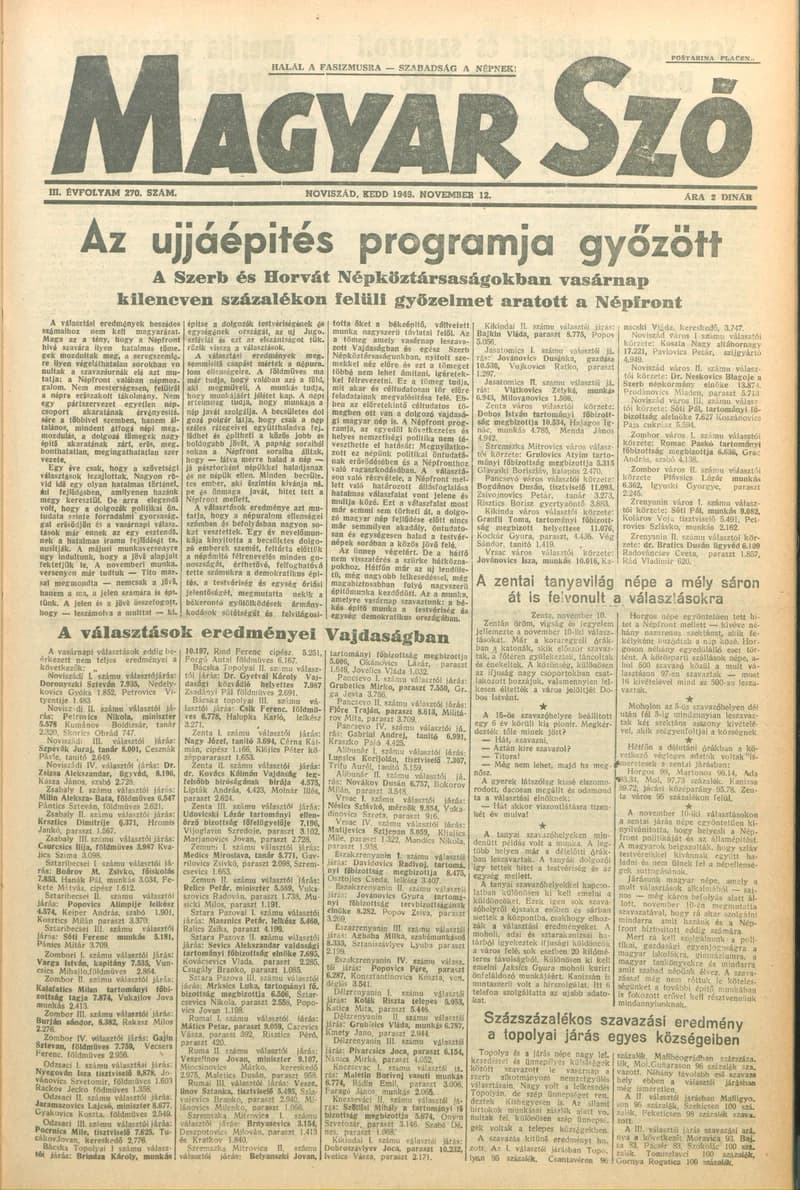 Magyar Szó, 3. évf. 1946. november 12. 270. sz. 1–6. oldal