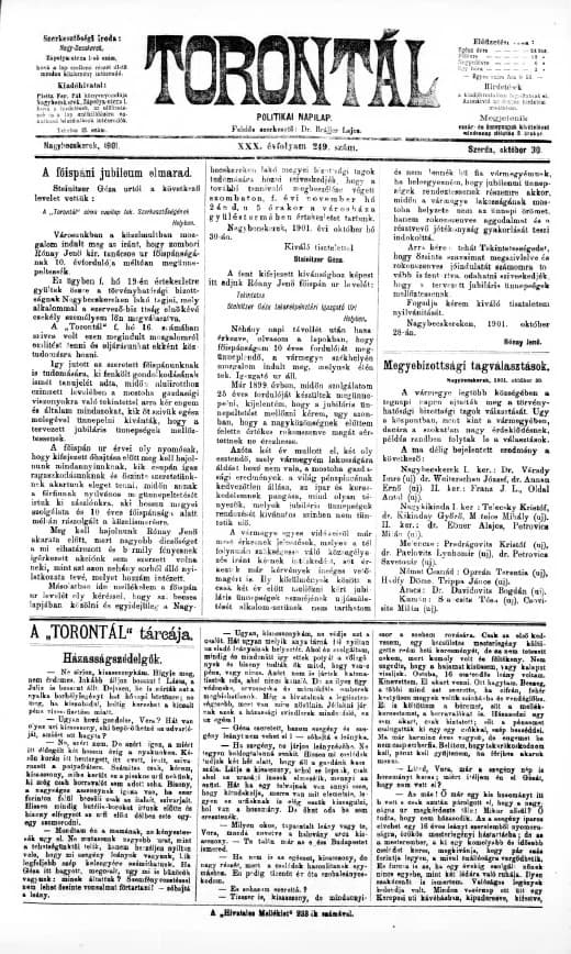 Torontál, 30. évf. 1901. október 30. 249. sz.