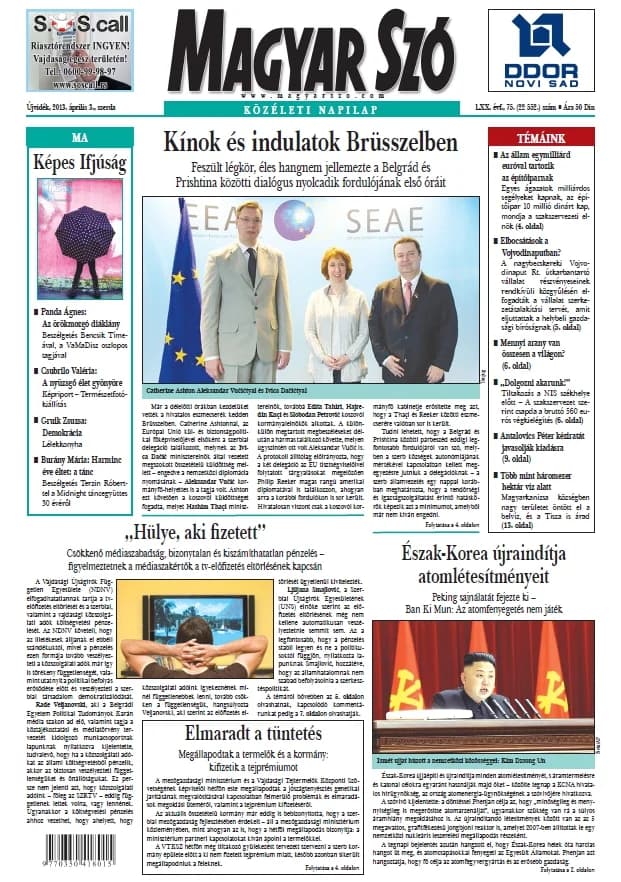 Magyar Szó, 70. évf. 2013. április 3. 75. sz. 1–20. oldal